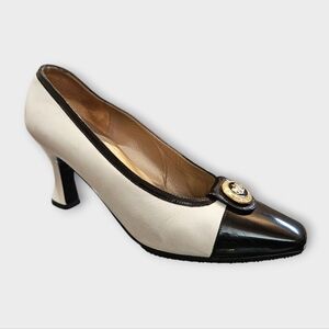 St John Vintage Cap Toe Medallion Embellished Pumps